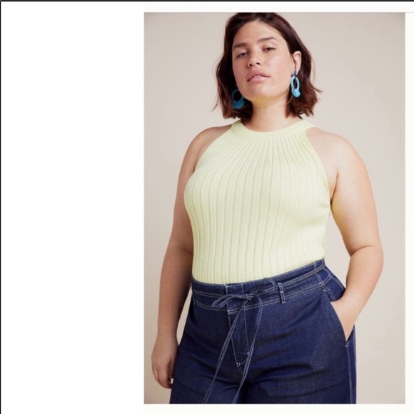 NWT Anthropologie Zadkine sleeveless butter yellow sweater top - Picture 2 of 8